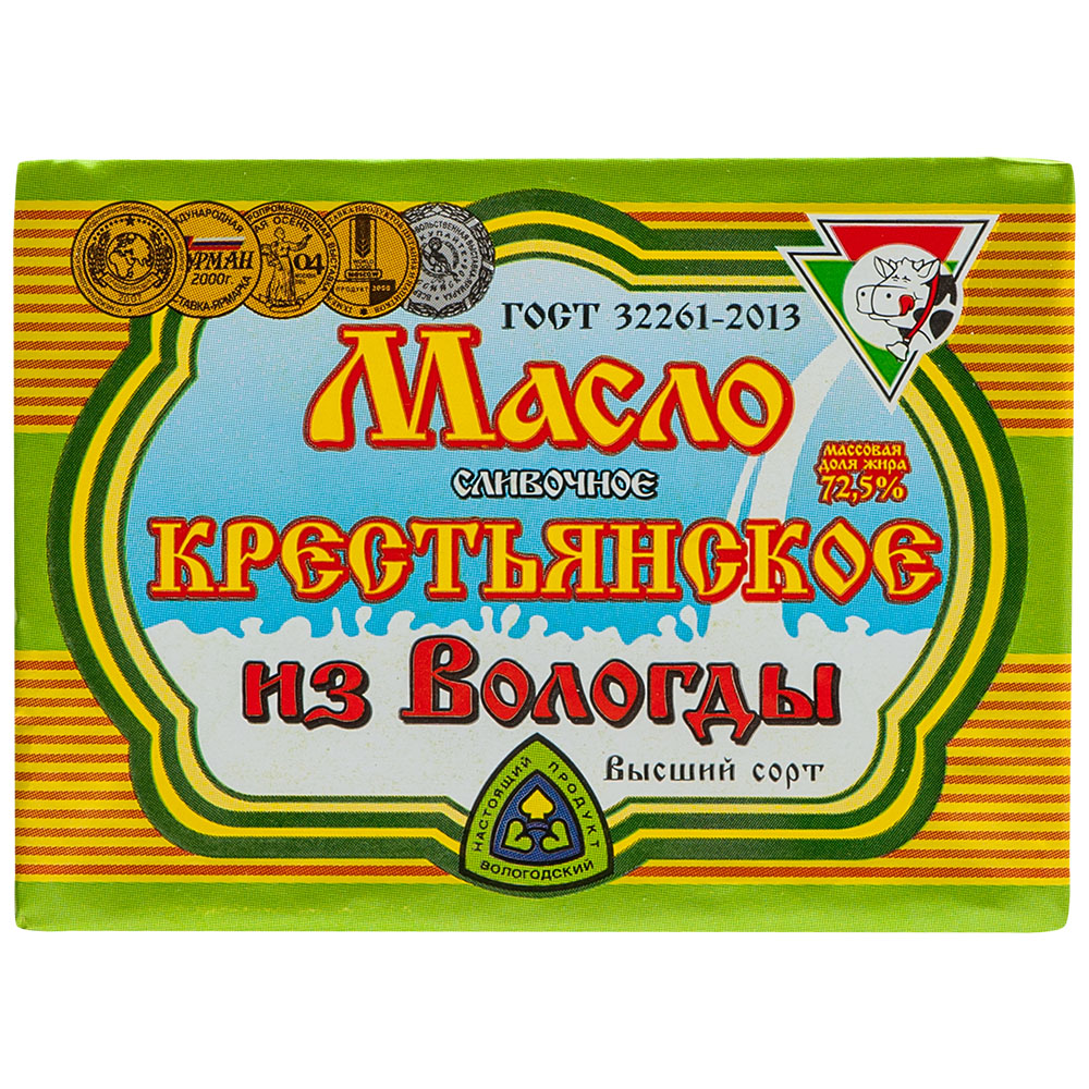Масло Крестьянское из Вологды 72,5%, 180 г