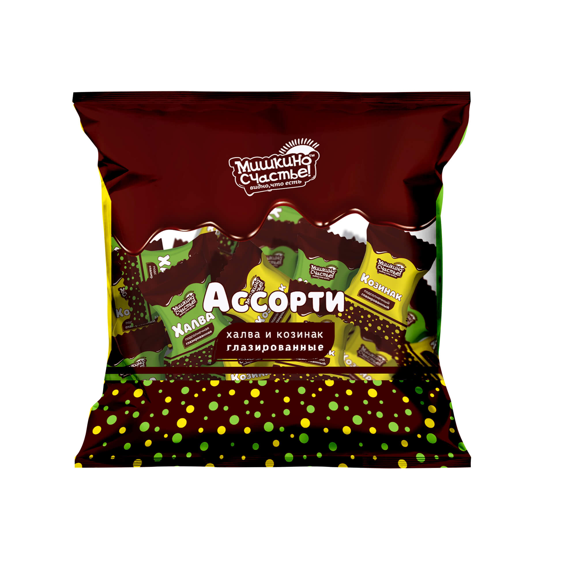Allsorts sweets halva and brittle covered with glaze "Mishkino happiness" 240 g. (24), 240 g.