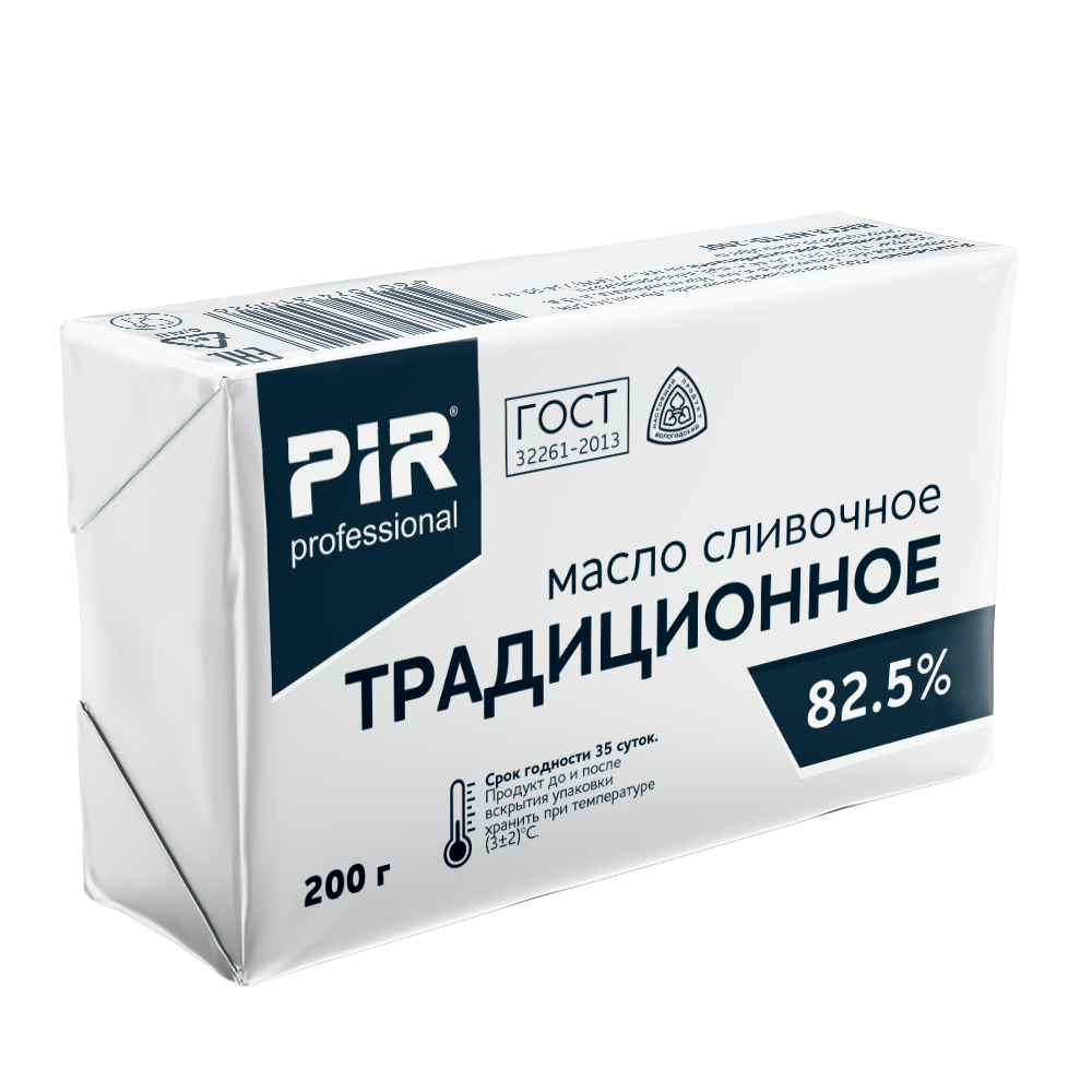 Масло традиционное PIR Professional (пачка), 82,5%, 200г, 200 г