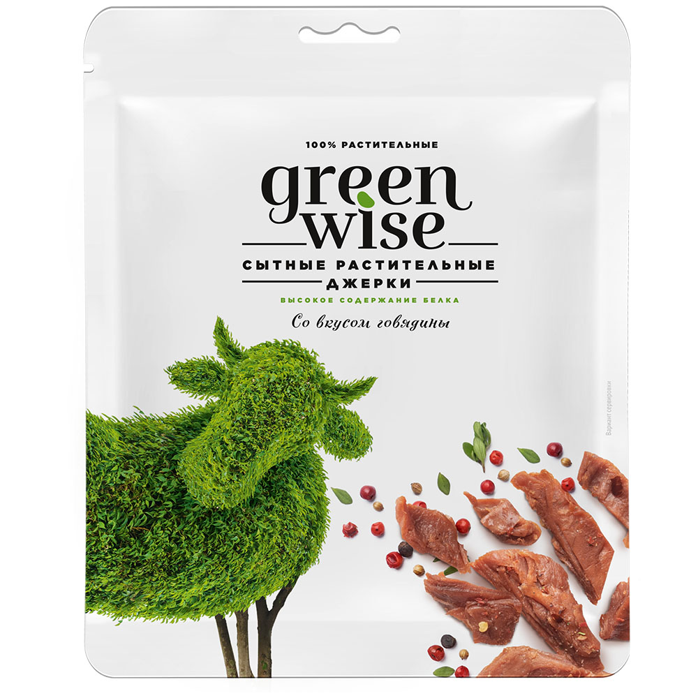 Plant-based beefless jerky "Greenwise"