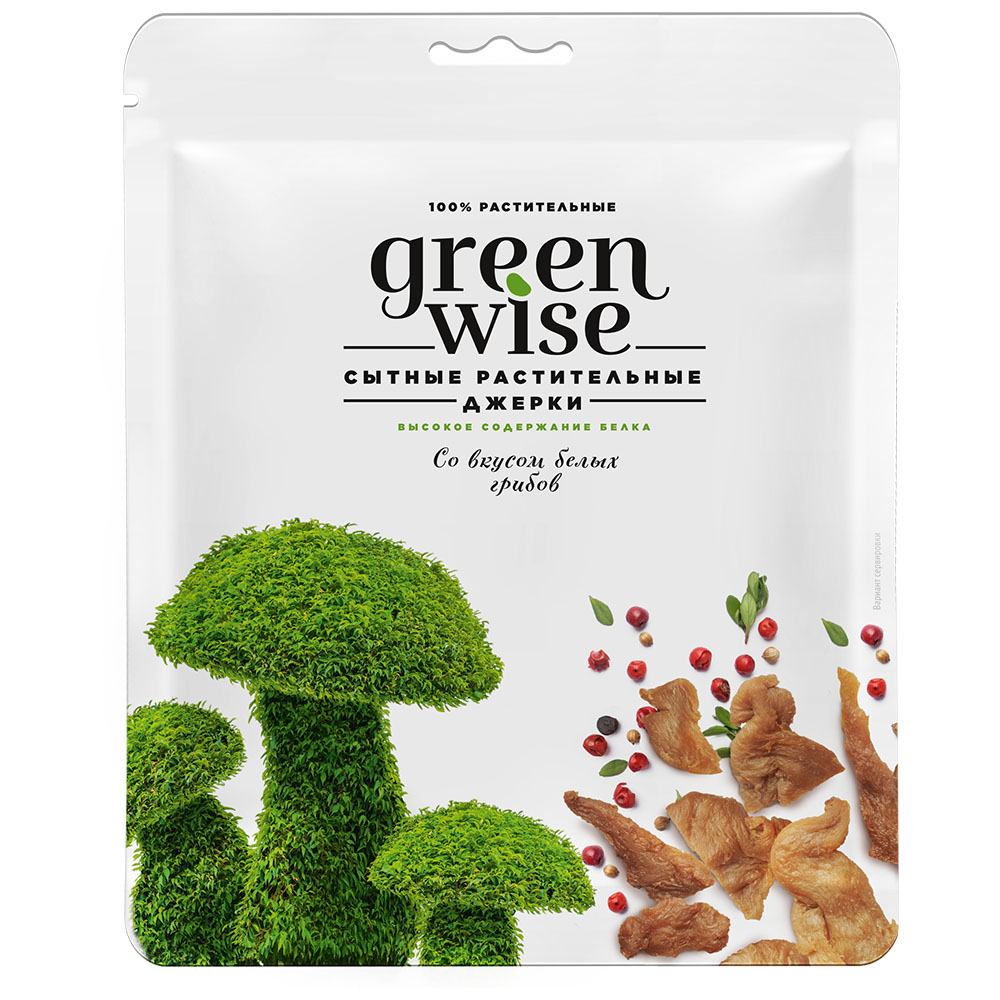 Plant-based jerky with mushrooms flavor "Greenwise", 36 g