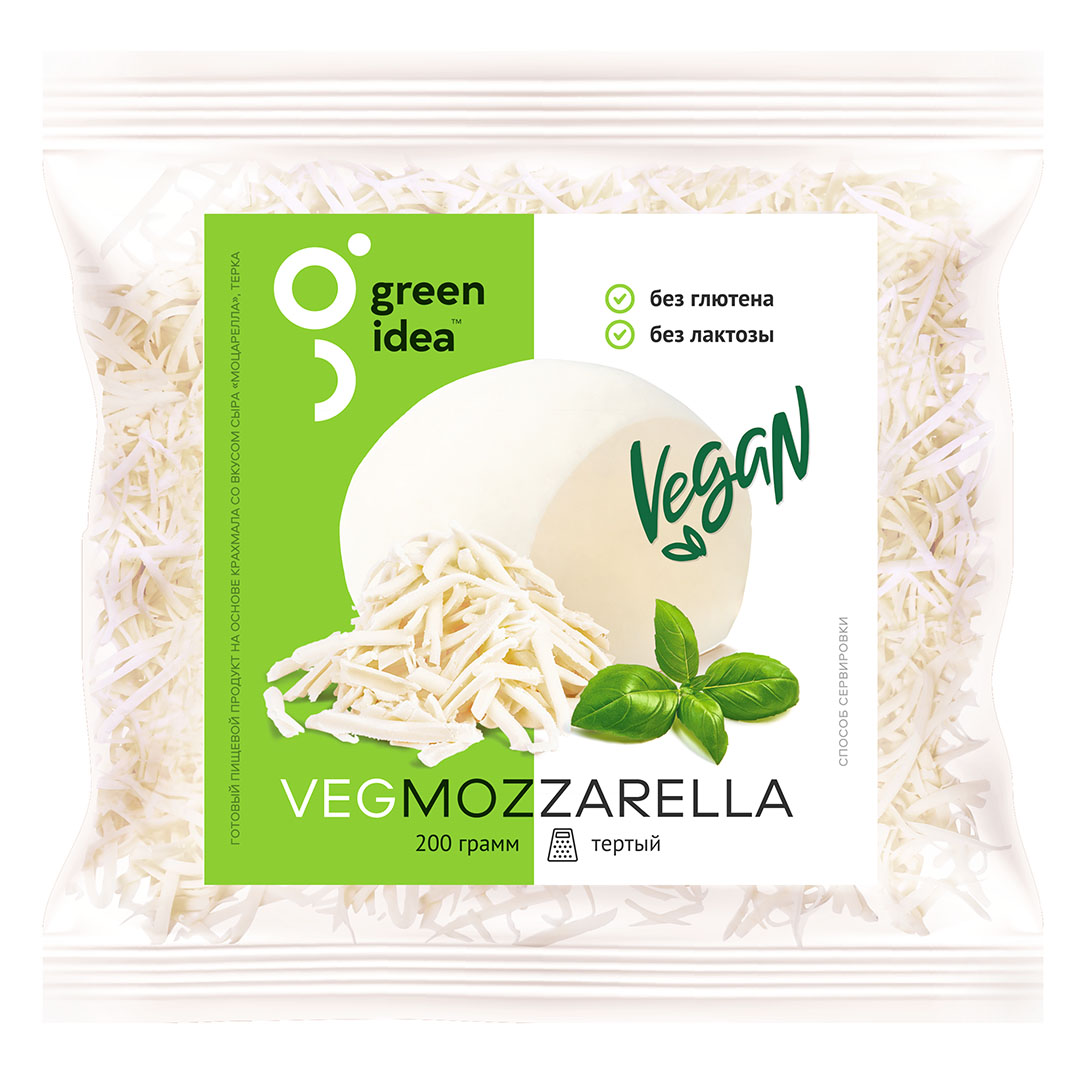 Plant-based cheese Green Idea Mozzarella, grated